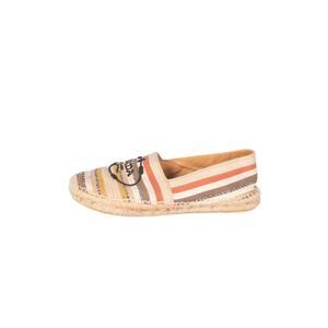 PRADA Striped Multicolor Canvas Logo Espadrilles Size 38